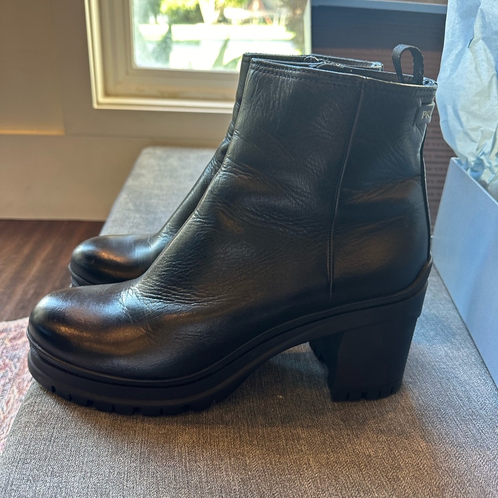 Prada Black Heeled Boots with Chunky Heel - Picture 8 of 14